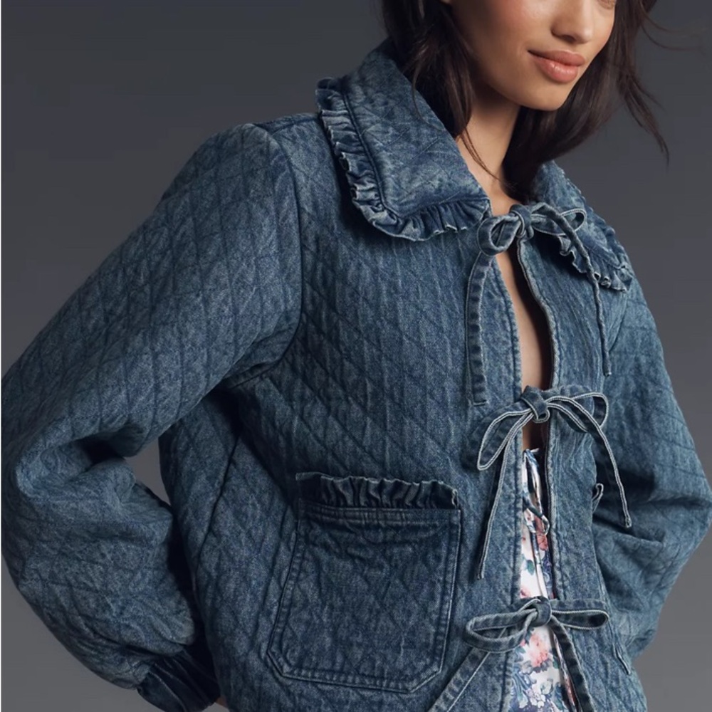 NWT - Small - Aves Les Filles Maura Bow Denim Jacket